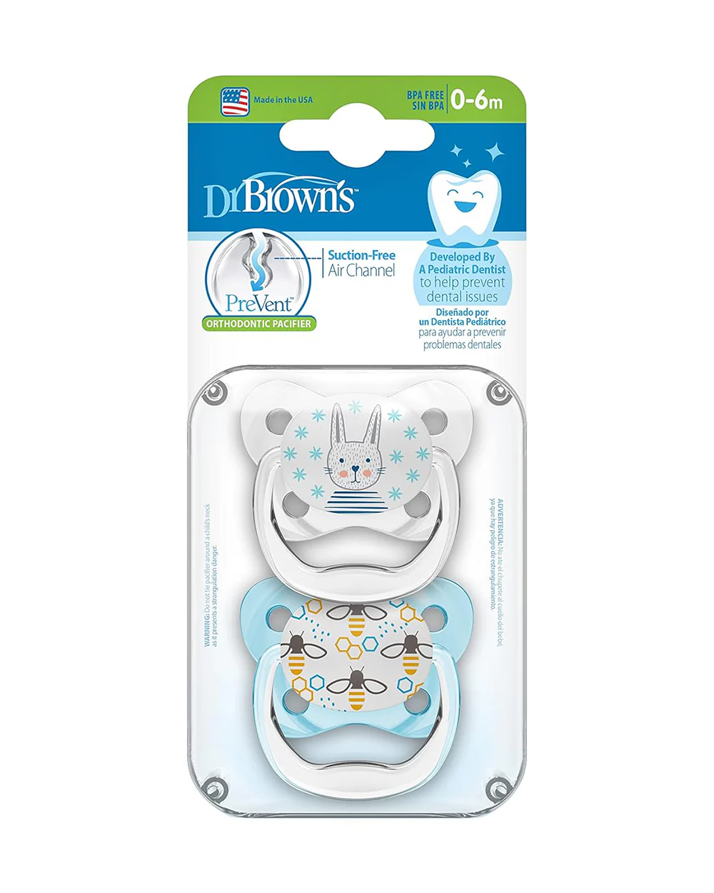 Dr. Brown's Prevent Soother-Butterfly Shield-Blue-Orthodontic-0 to 6M-Pacifier-Pack of 2 - Image 4