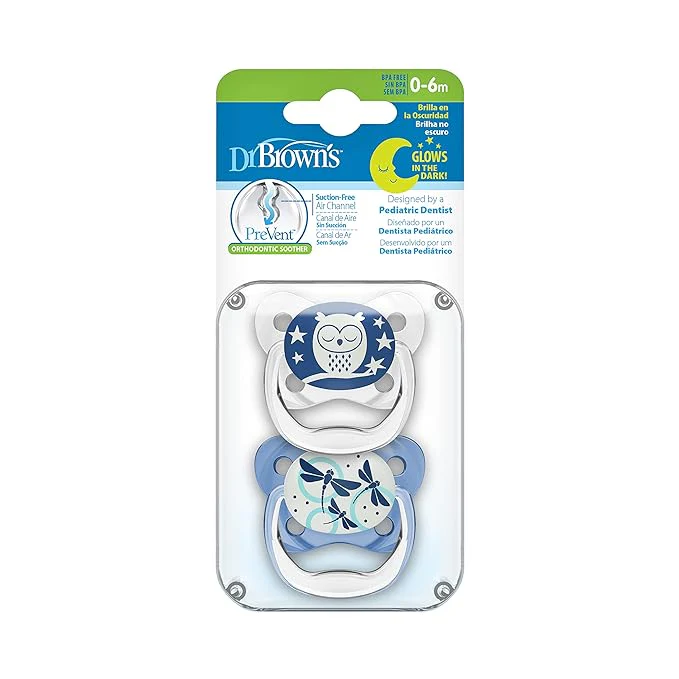 Dr. Brown's Prevent Soother-Glow In The Dark Butterfly Shield-Blue-Orthodontic-Pacifier - Image 2