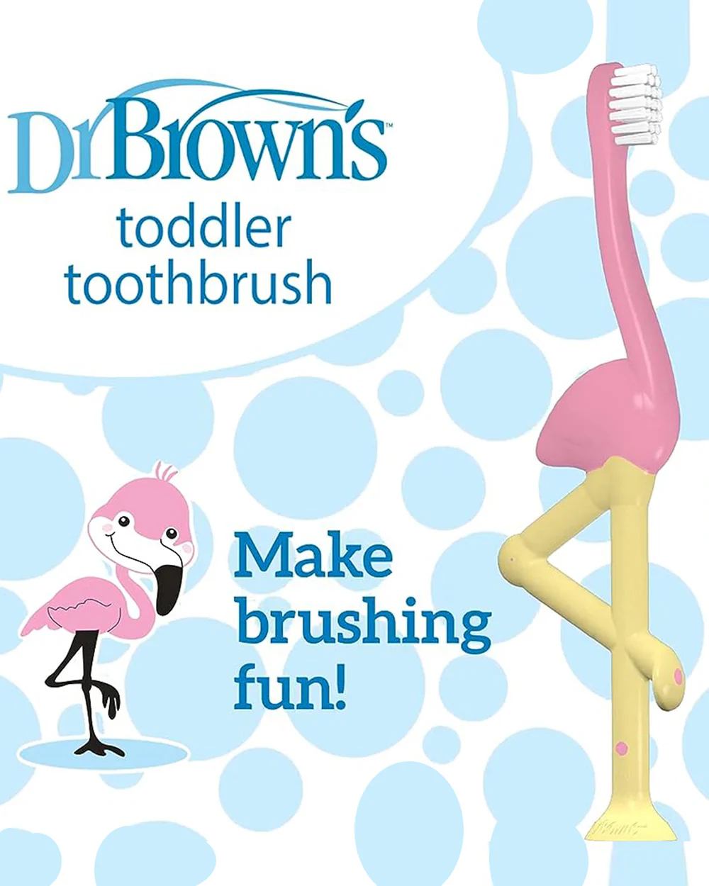 Dr. Brown's Toddler Baby Toothbrush-12 to 48M-Flamingo - Image 3