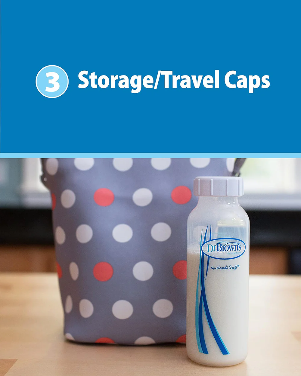 Dr. Brown's Travel/Storage Caps For Breast Milk or Formula-Pack Of 3-White - Image 3
