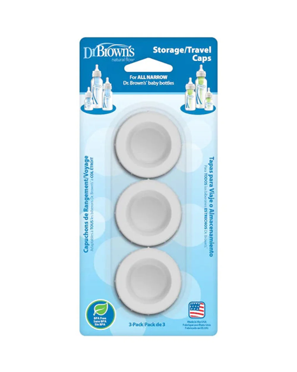 Dr. Brown's Travel/Storage Caps For Breast Milk or Formula-Pack Of 3-White - Image 7