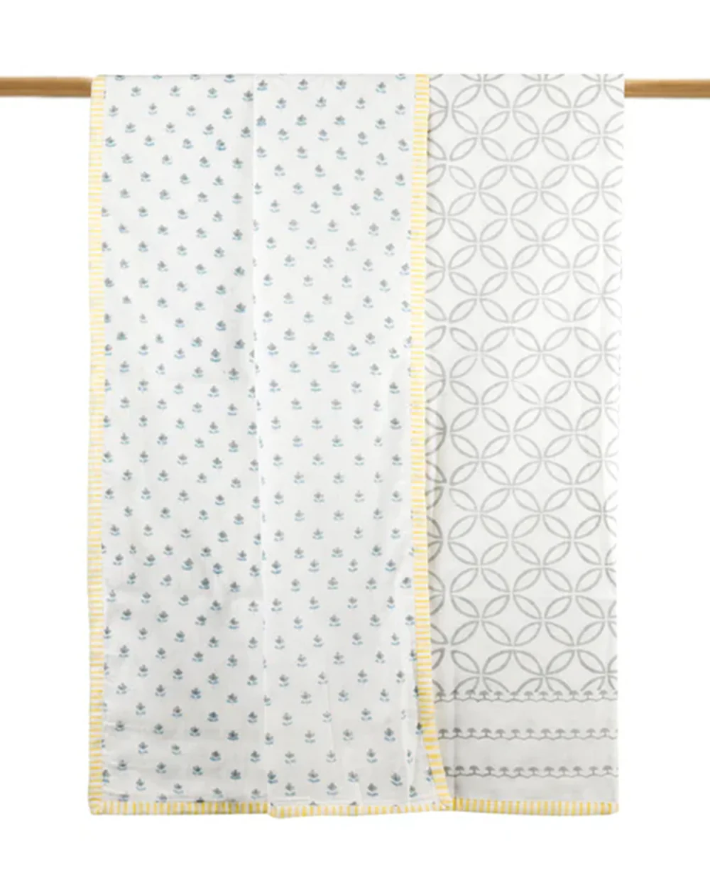 Dulaar 3 Layer Hand Block Printed Sanganer Grey Blooms Baby Dohar Blanket-Pure Malmal Cotton Muslin-For Infants - Image 2