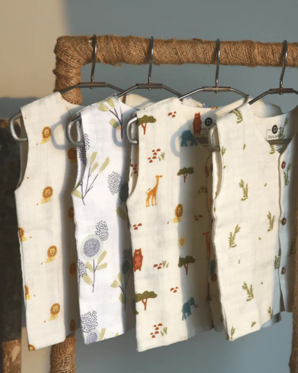 Dulaar Green Zen-Squad Goals Top & Shorts Set-Printed-Sleeveless-Organic Cotton-For Infants - Image 4
