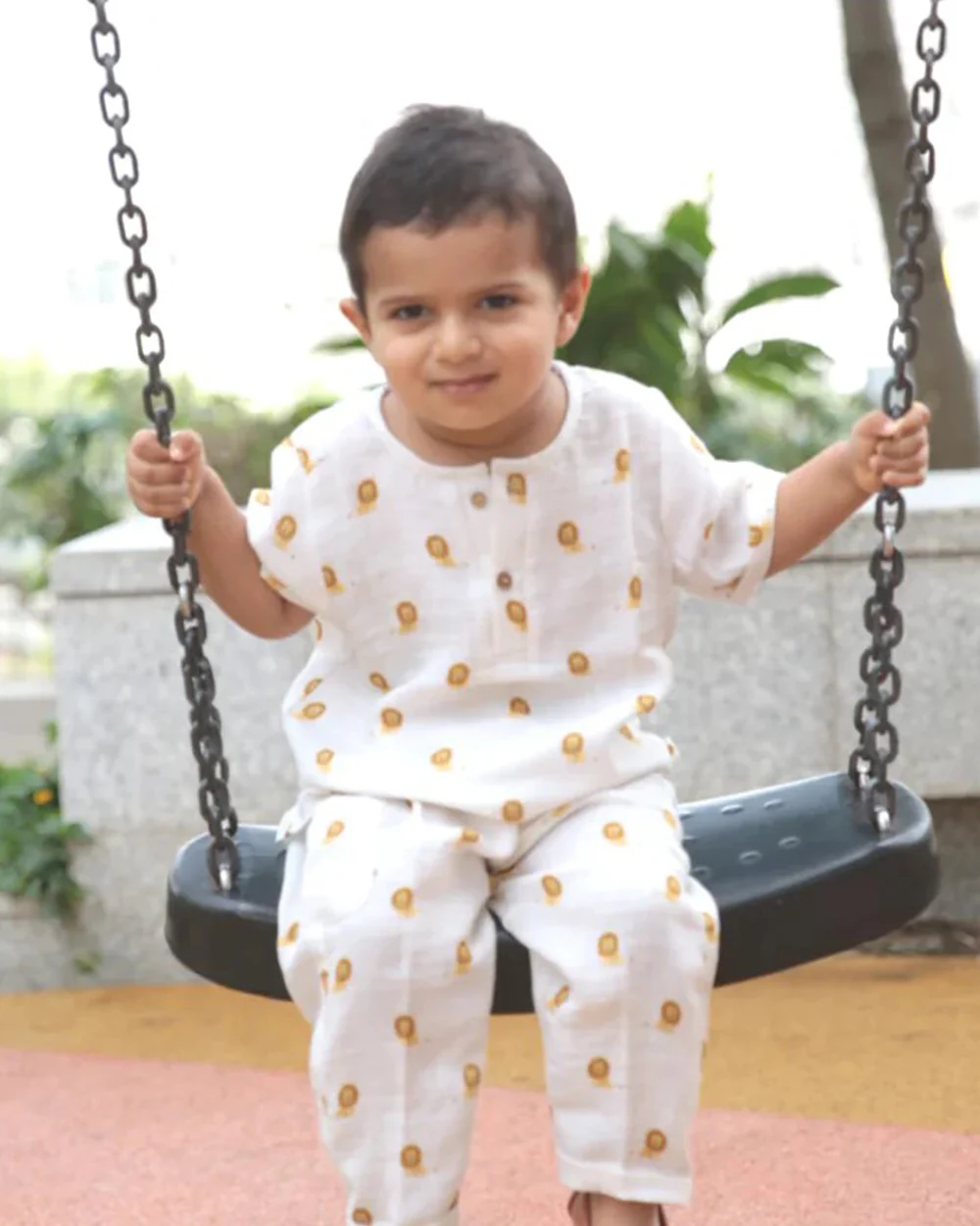 Dulaar Just Lion Around Jogger Set-Printed-Cotton Muslin-For Infants - Image 3