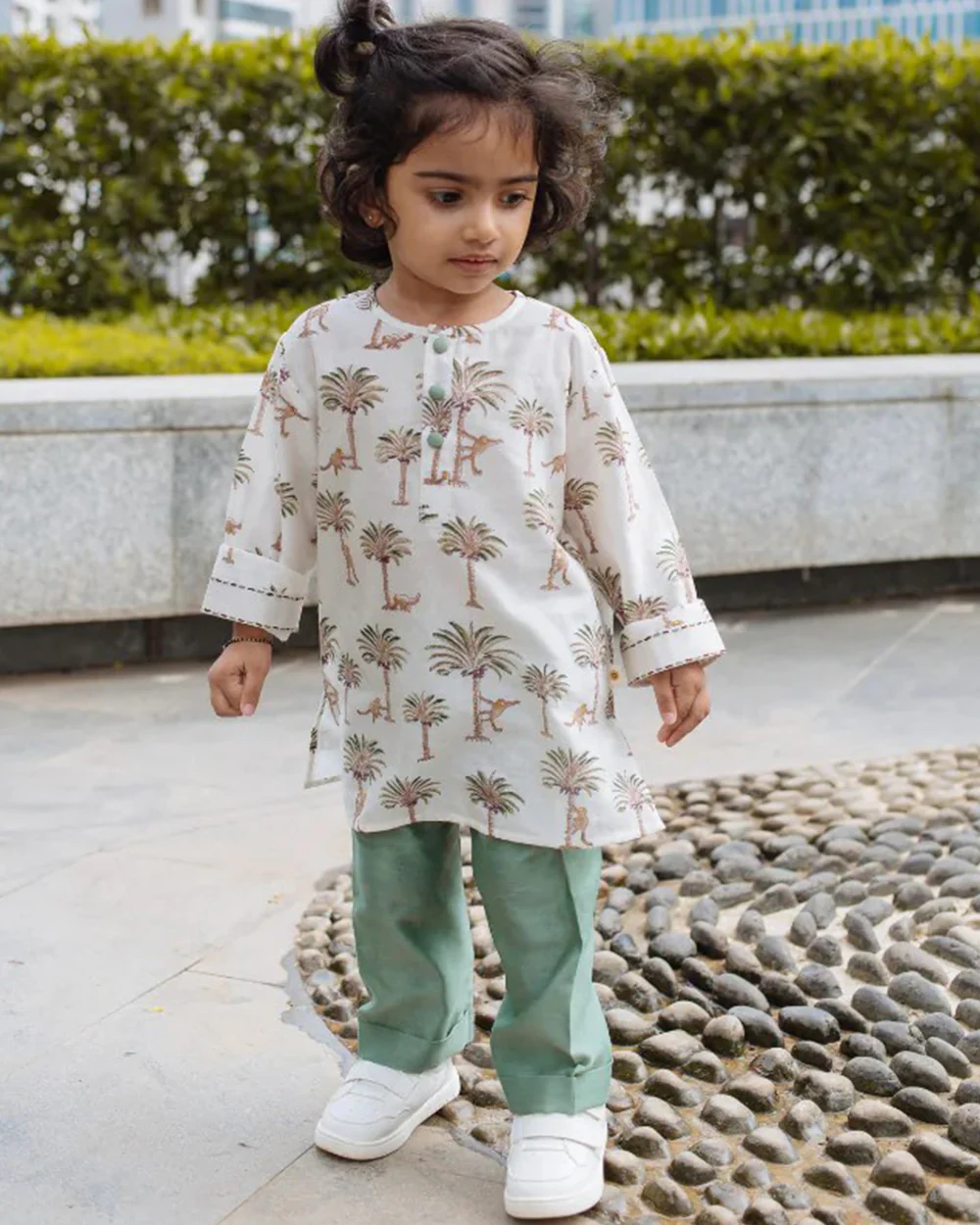 Dulaar Langoor Party Kurta Pajama Set-Hand Block Printed-Chanderi-For Infants - Image 3