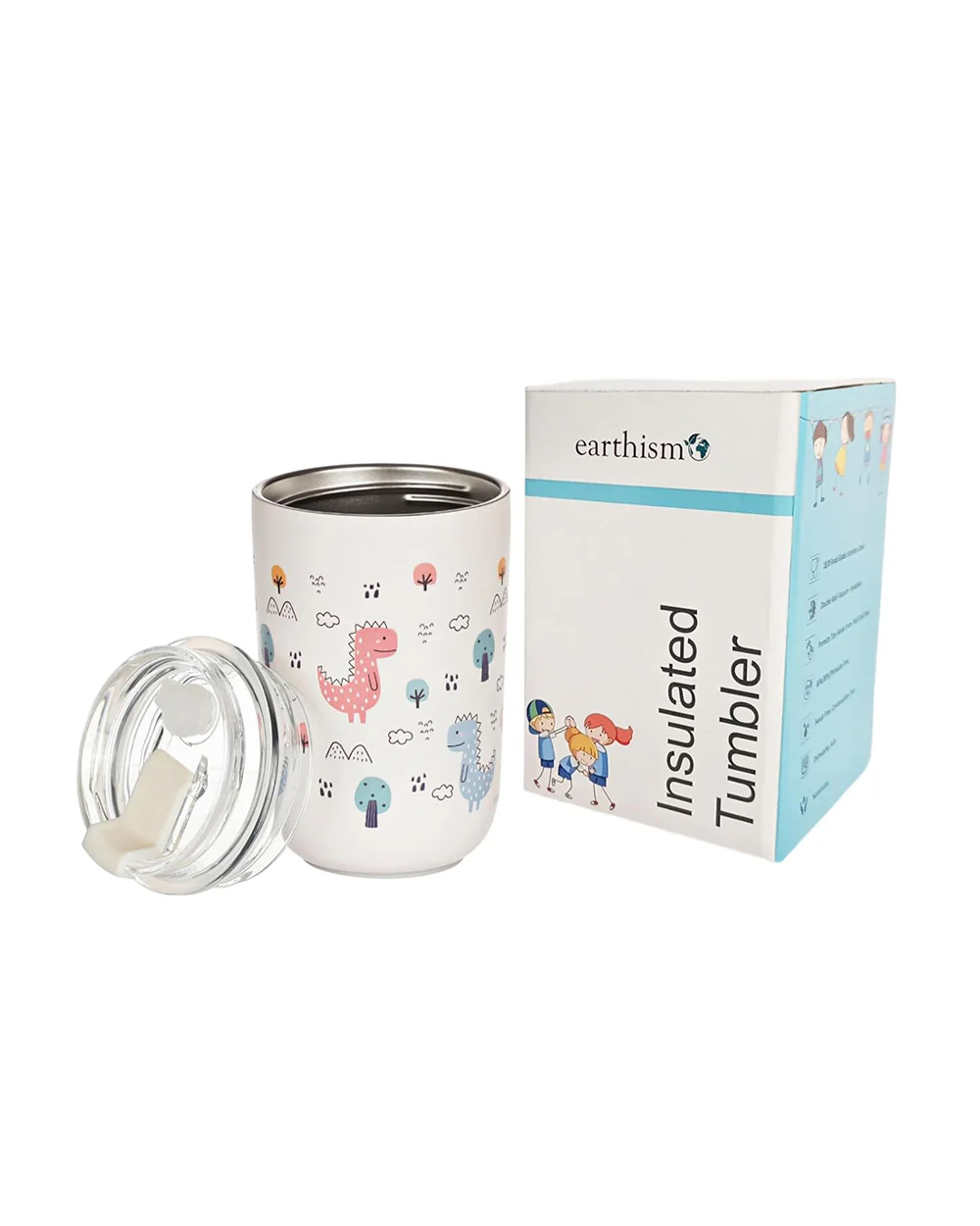 Earthism Double Wall Insulated Stainless Steel Tumbler-Dino-With Lid & Straw-For Infants - Image 5