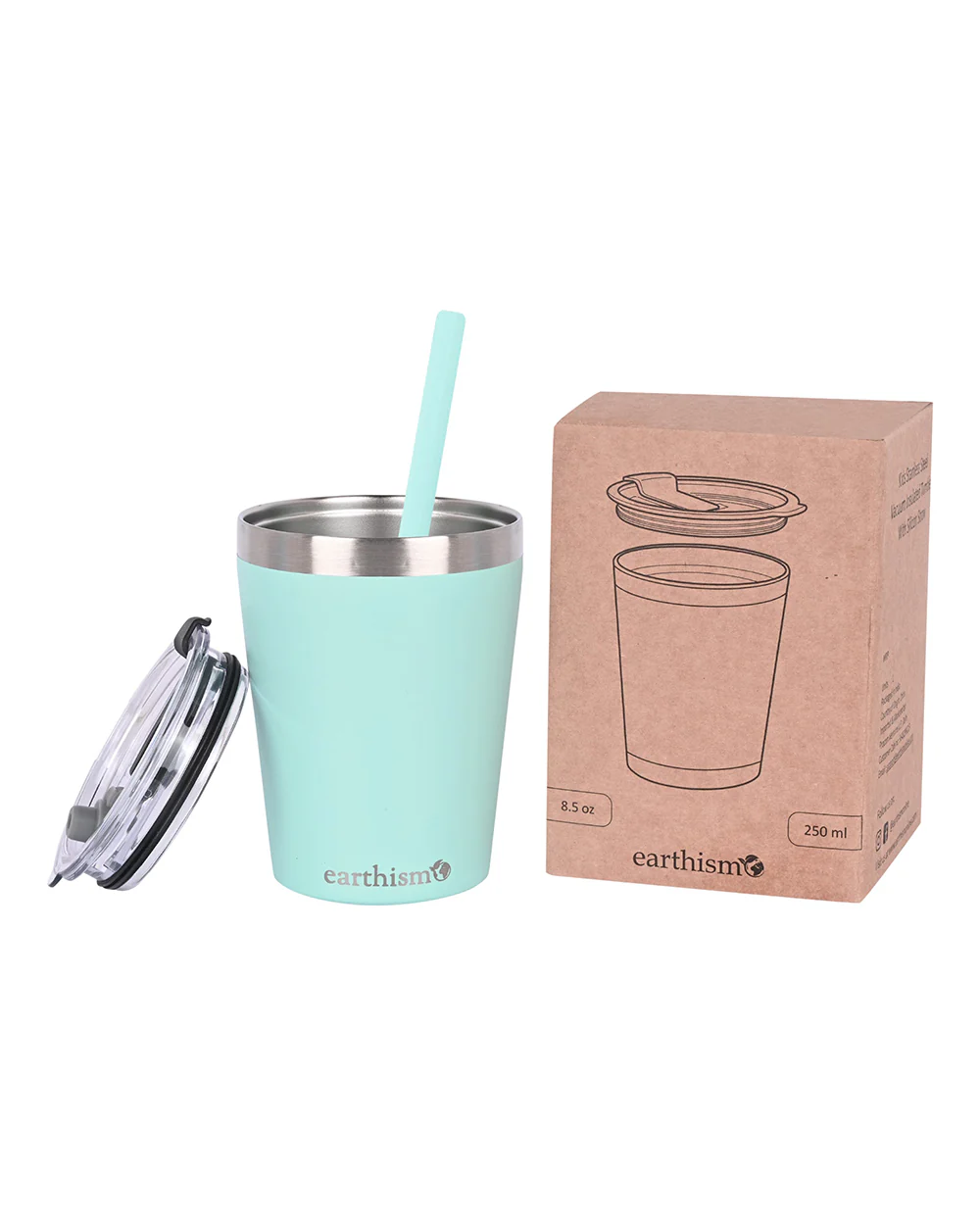 Earthism Double Wall Insulated Stainless Steel Tumbler-Soft Green-With Lid & Straw-For Infants - Image 7
