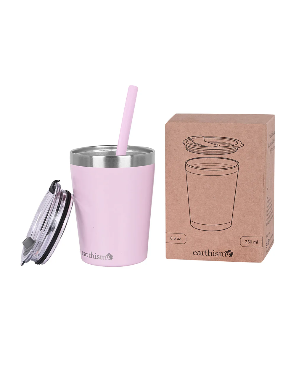 Earthism Double Wall Insulated Stainless Steel Tumbler-Soft Pink-With Lid & Straw-For Infants - Image 5