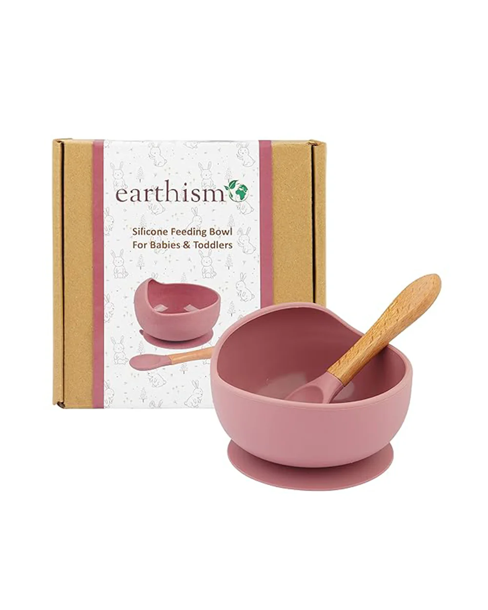 Earthism Silicone Bowl-Eco-Friendly-Berry-With Suction Base-With Wooden Spoon-For Feeding Infants - Image 5