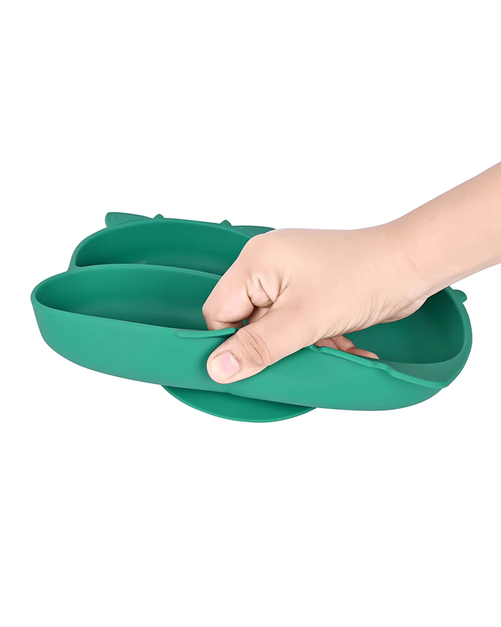 Earthism Silicone Meal Set-Cow Green-With Suction Plate-Set of 3-For Feeding Infants - Image 5
