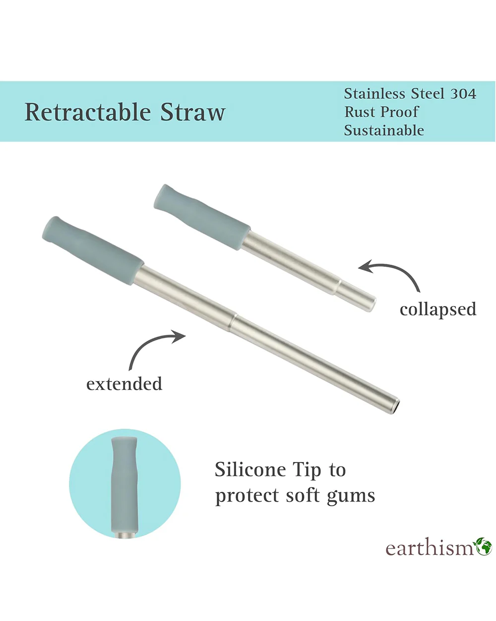 Earthism Stainless Steel Straw Tumbler-Double Walled Vacuum Insulated-Includes Retractable Straw & Leakproof Lid-Farmhouse-300 ml-For Infants - Image 4