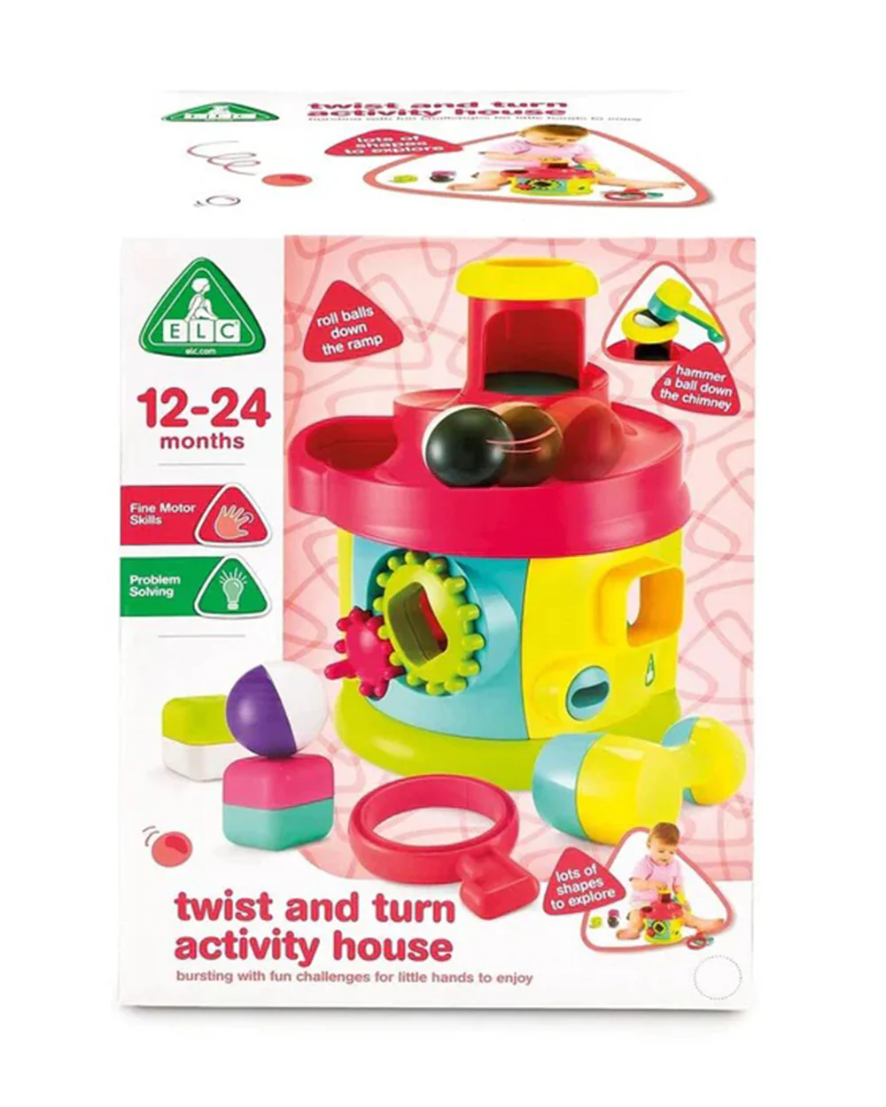 ELC Twist & Turn Activity House-With Hammer & Rolling Balls-Shape Sorter & Stacker-Learning & Educational Toys-24M+ - Image 5