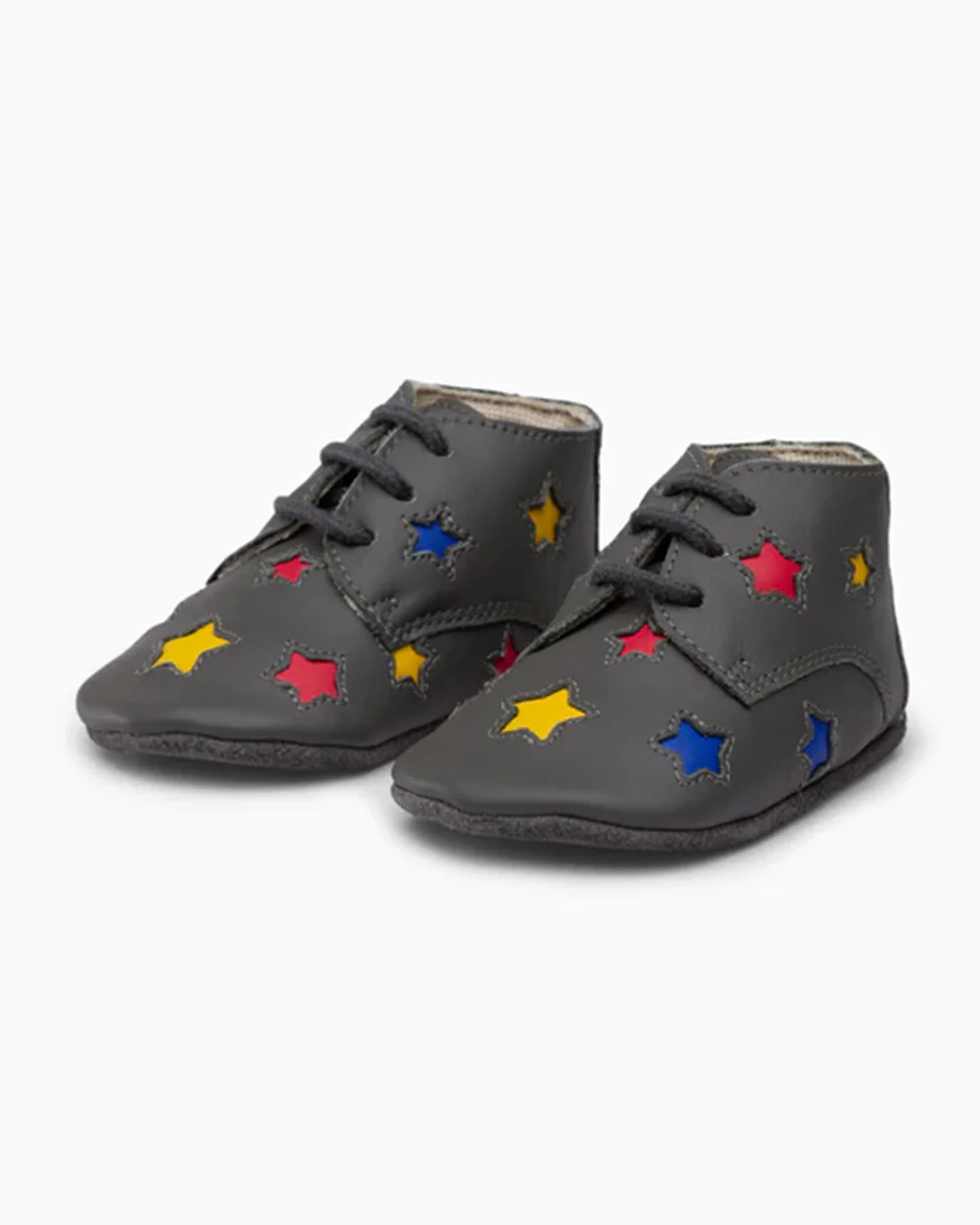 Elves Grey Starred Anti-Skid Slip On Shoes For Infants