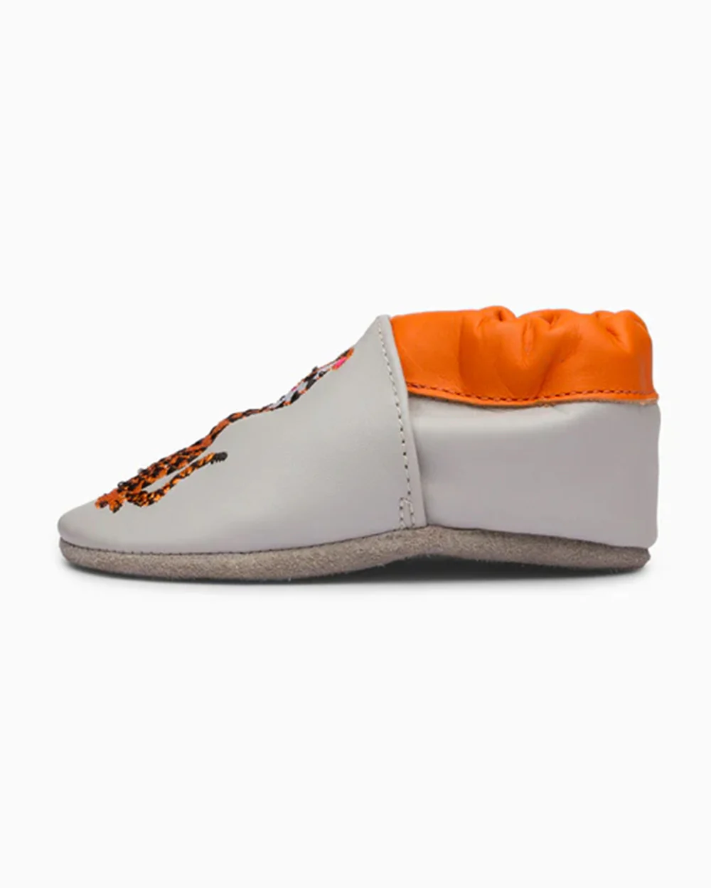Elves Light Grey & Orange Tiger Anti-Skid Slip On Shoes For Infants - Image 2
