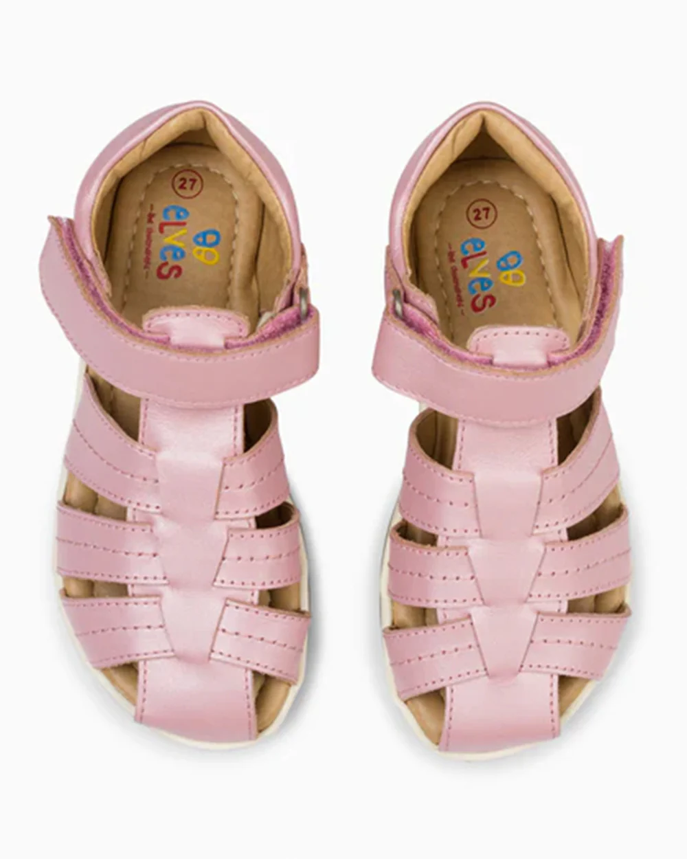 Elves Pink Crisscross Velcro Sandals For Infants - Image 4