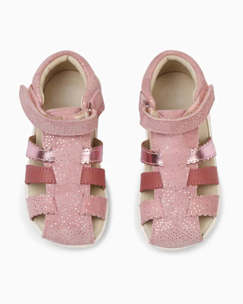 Elves Pink Glitter Crisscross Velcro Sandals For Infants - Image 5