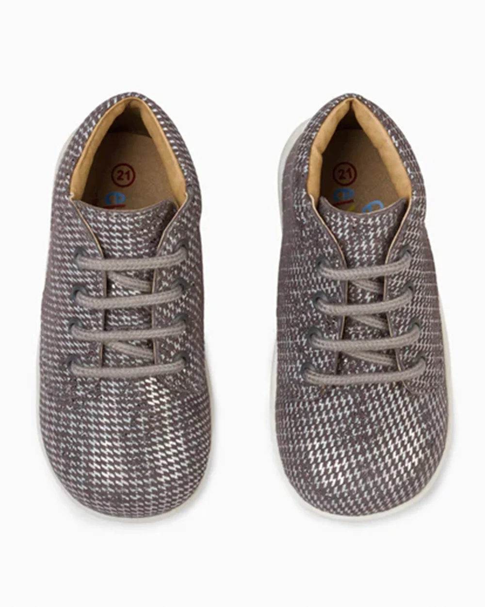 Elves Silver Zig Zag Lace Up Sneakers For Infants - Image 2