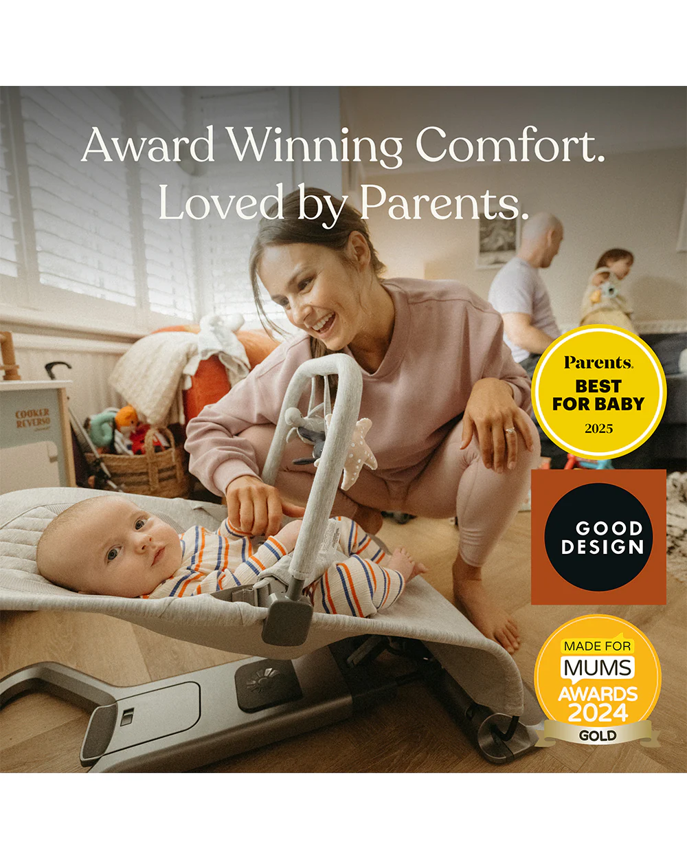 Ergobaby 3 in 1 Evolve Mesh Baby Bouncer-Folds Flat For Easy Transport & Storage-Head To Hip Support-Helps Prevent Flat Head Syndrome-For 0 to 2Y (2 to 13Kg)-Sage Green - Image 9