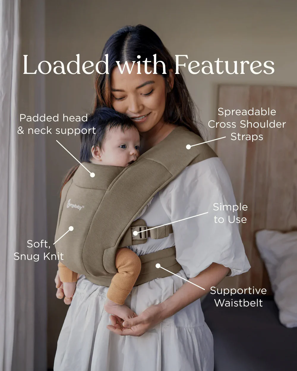 Ergobaby Embrace Baby Carrier-With 3 Carry Positions-Hip Healthy Certified-Breastfeeding Friendly-Cushioned Neck Support-For 0 to 12M (3.2 to 11.3 Kg)-Oxford Blue - Image 11