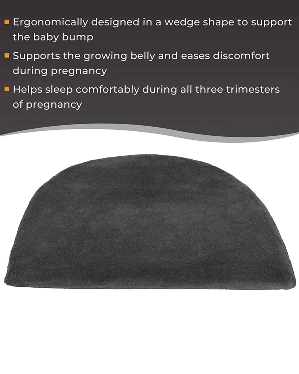 Fovera Wedge Shaped Pregnancy Pillow-Dark Grey-Memory Foam-Pregnancy Belly & Back Support-For Maternity - Image 7