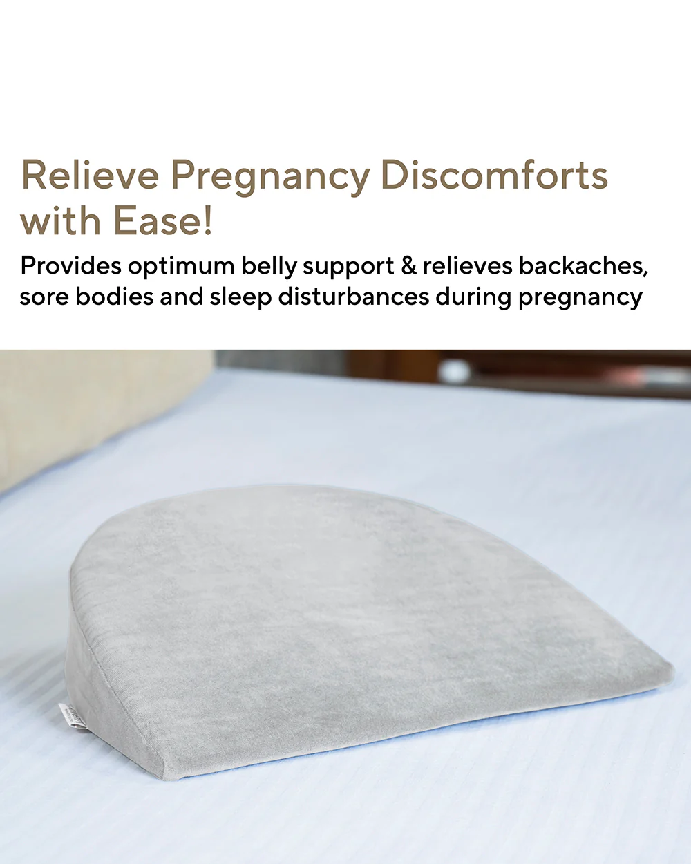 Fovera Wedge Shaped Pregnancy Pillow-Grey-Memory Foam-Pregnancy Belly & Back Support-For Maternity - Image 4