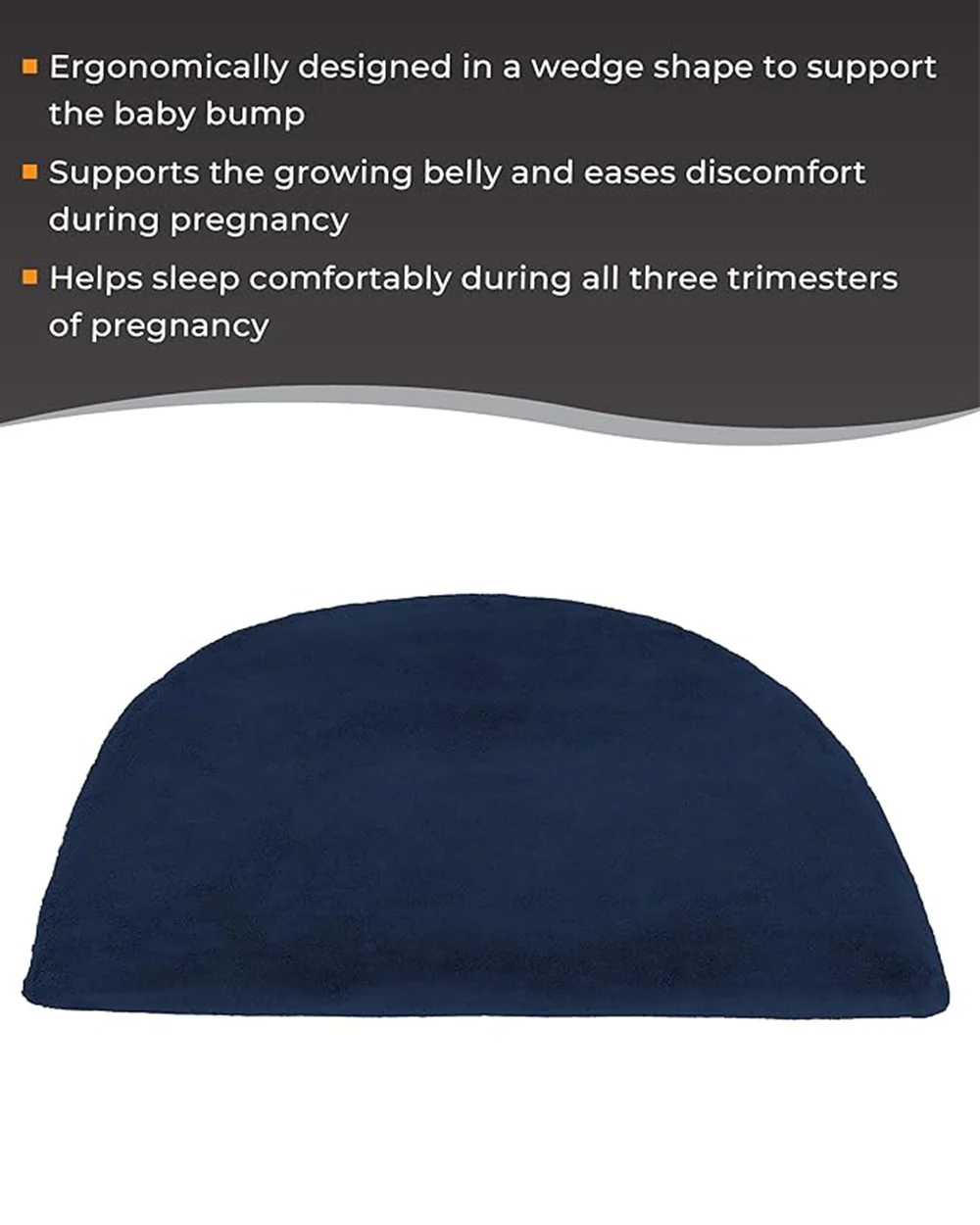 Fovera Wedge Shaped Pregnancy Pillow-Navy Blue-Memory Foam-Pregnancy Belly & Back Support-For Maternity - Image 8