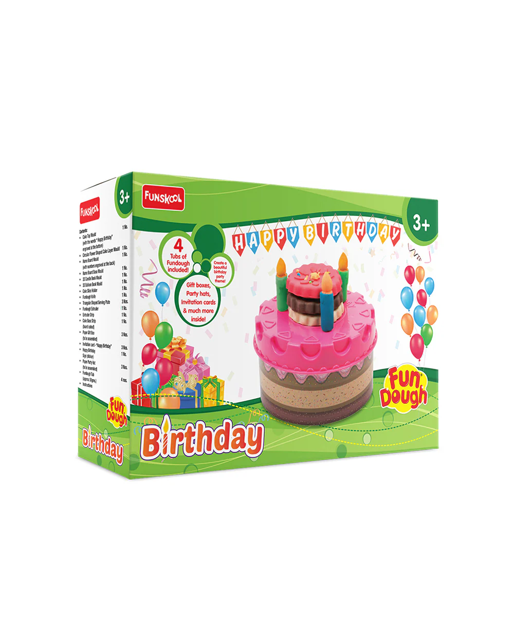 Funskool Fundough Dough Birthday Party-With Extruder, 4 Clay Tubs & Clay Moulds-Art & Craft Kit-18M+ - Image 4