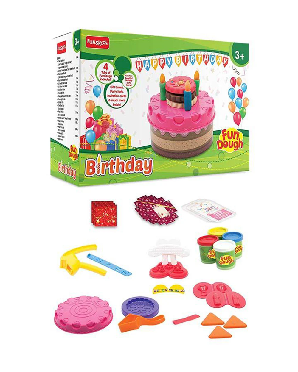 Funskool Fundough Dough Birthday Party-With Extruder, 4 Clay Tubs & Clay Moulds-Art & Craft Kit-18M+ - Image 6