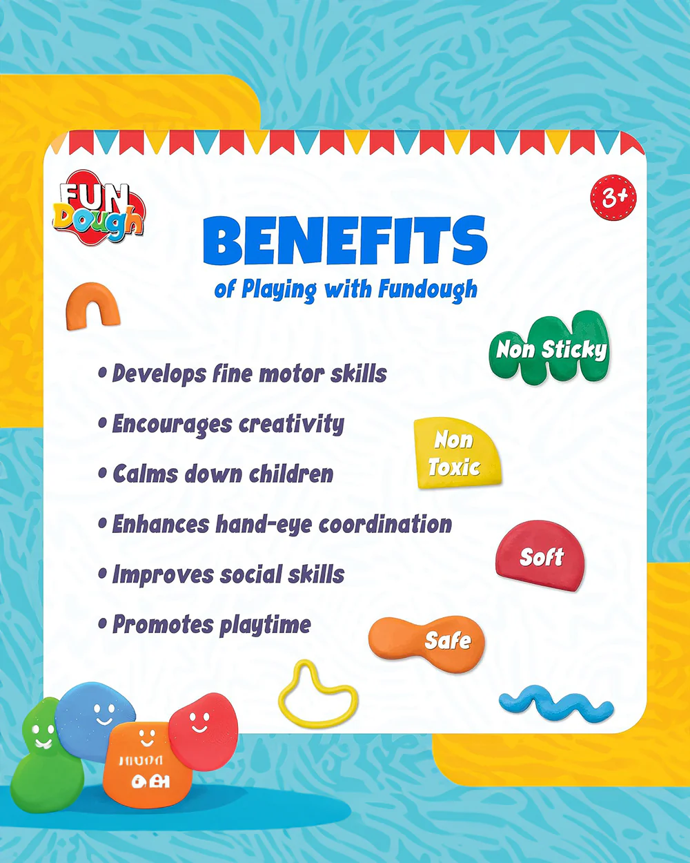 Funskool Fundough Fun Pack-With 12 Clay Tubs-Art & Craft Kit-18M+ - Image 5