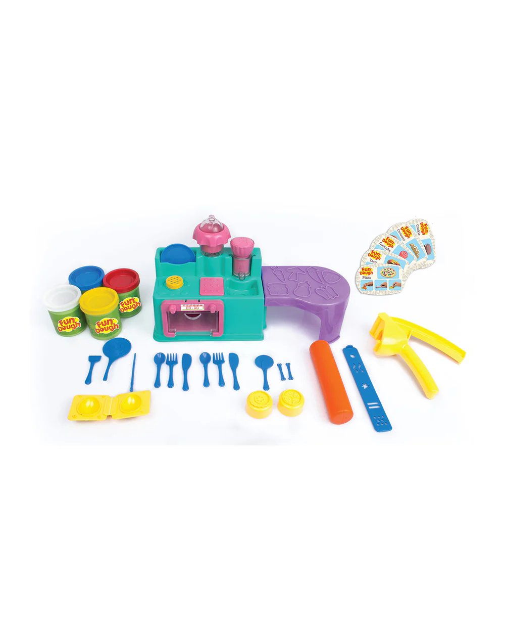Funskool Fundough Kitchen Set-With Extruder, Kitchen Counter, Mixer, Working Table & 4 Clay Tubs-Art & Craft Kit-18M+ - Image 3