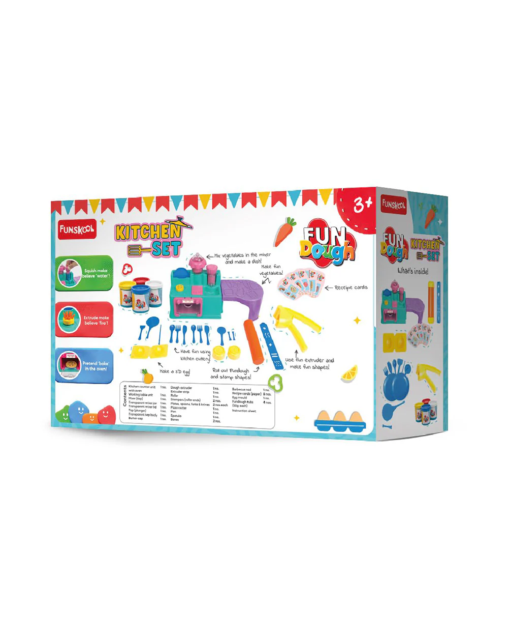 Funskool Fundough Kitchen Set-With Extruder, Kitchen Counter, Mixer, Working Table & 4 Clay Tubs-Art & Craft Kit-18M+ - Image 7