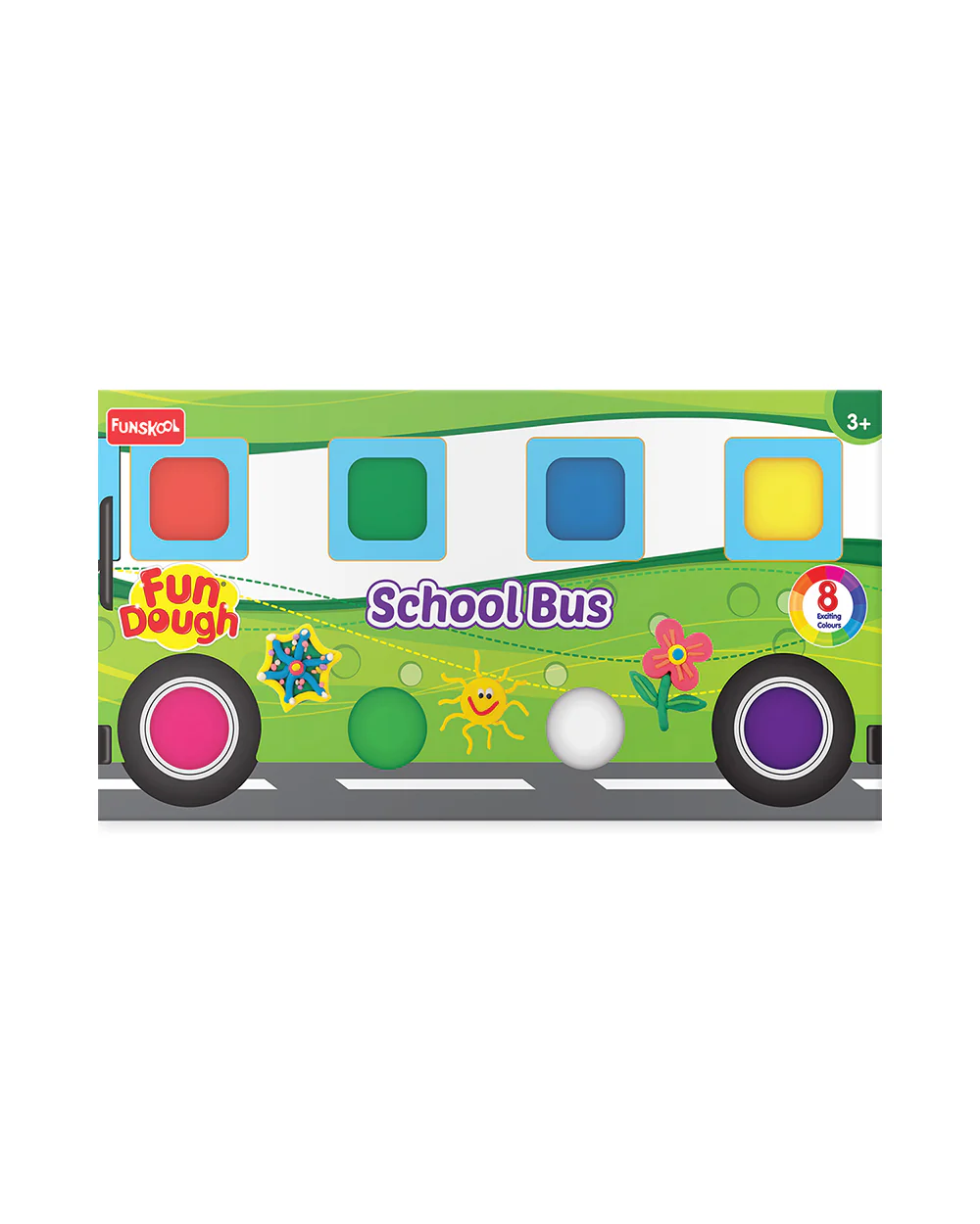 Funskool Fundough School Bus-With 8 Cutters & 8 Clay Tubs-Art & Craft Kit-18M+ - Image 4