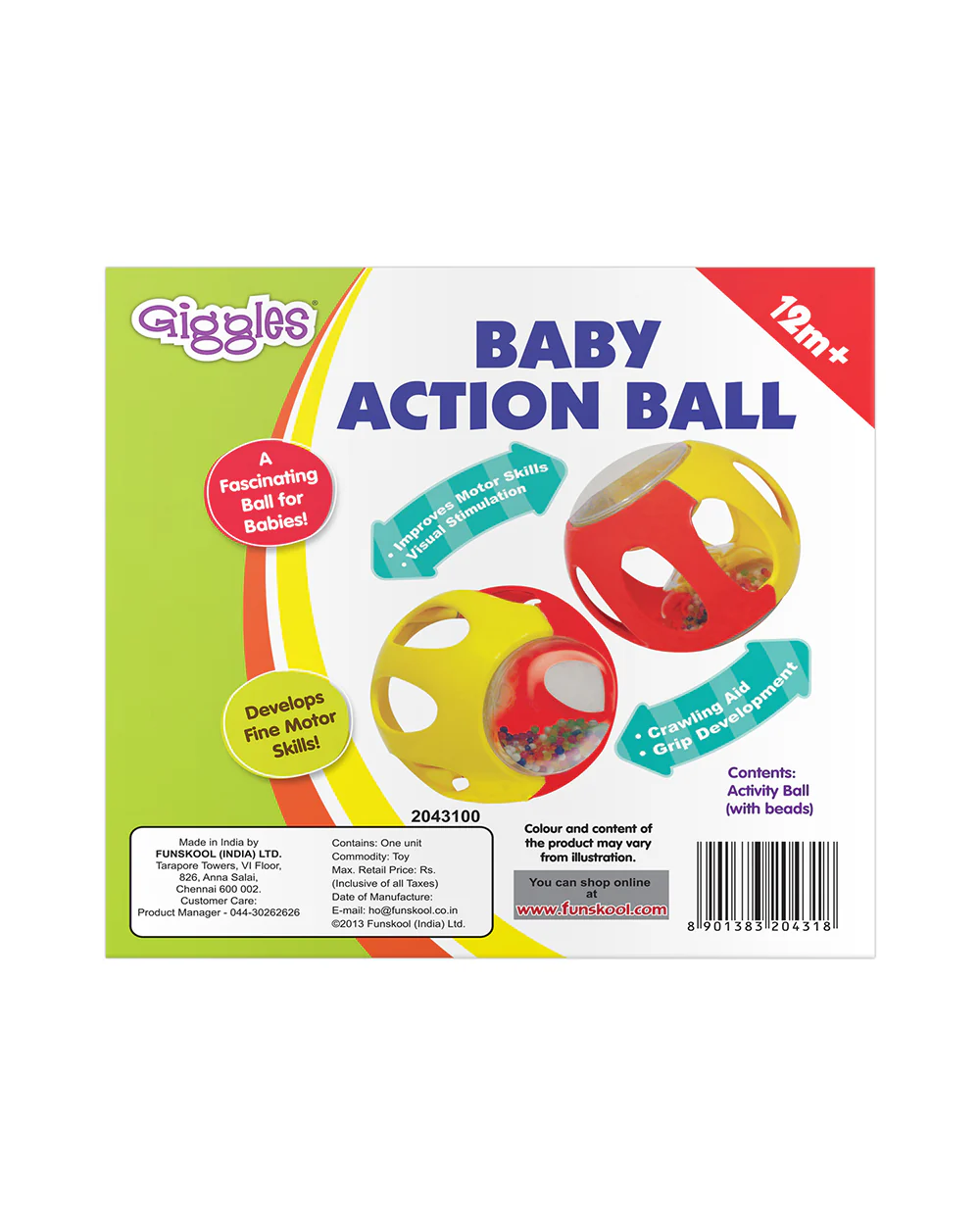 Funskool Giggles Baby Action Ball Rattle Toy-For Infants - Image 7