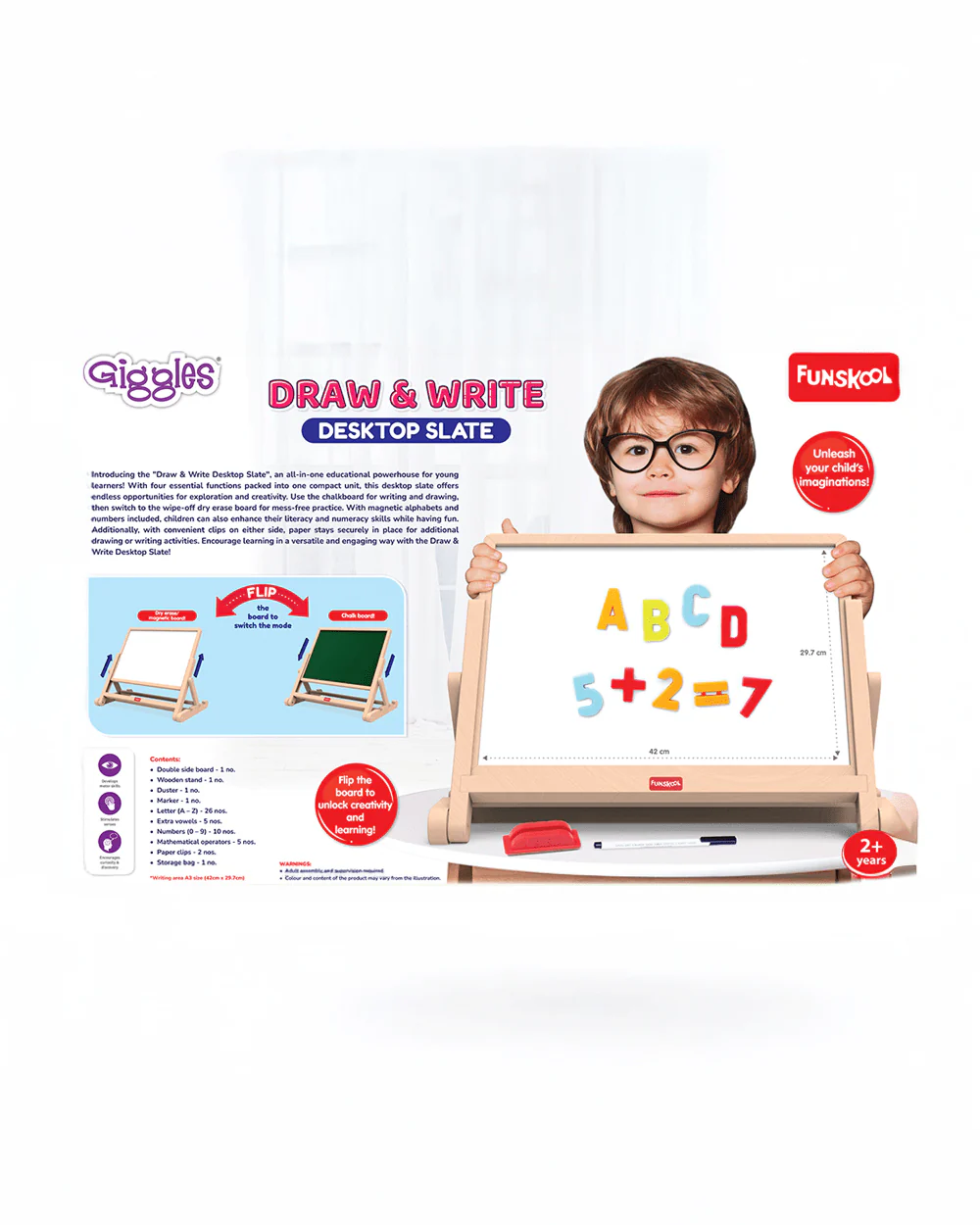 Funskool Giggles Draw and Write Desktop Slate Art and Craft Kit-18M+ - Image 2