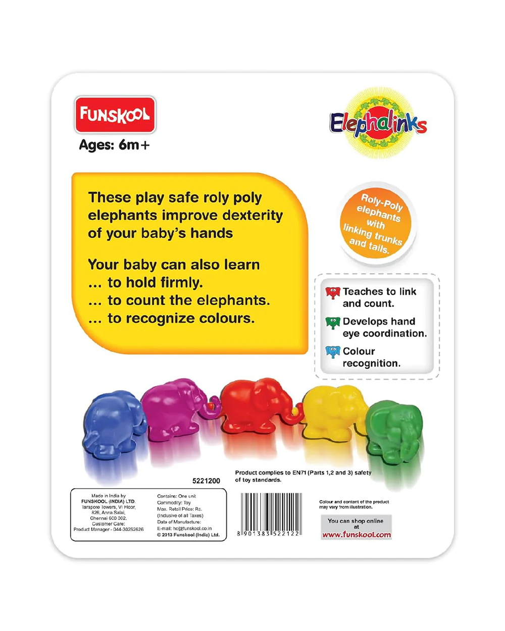 Funskool Giggles Elephalinks Push & Pull Toy-9M+ - Image 5