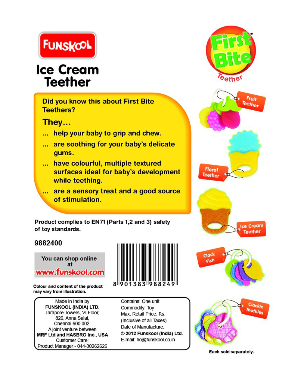 Funskool Giggles Ice Cream Teether-Multi Textured & Easy to Grasp - Image 5