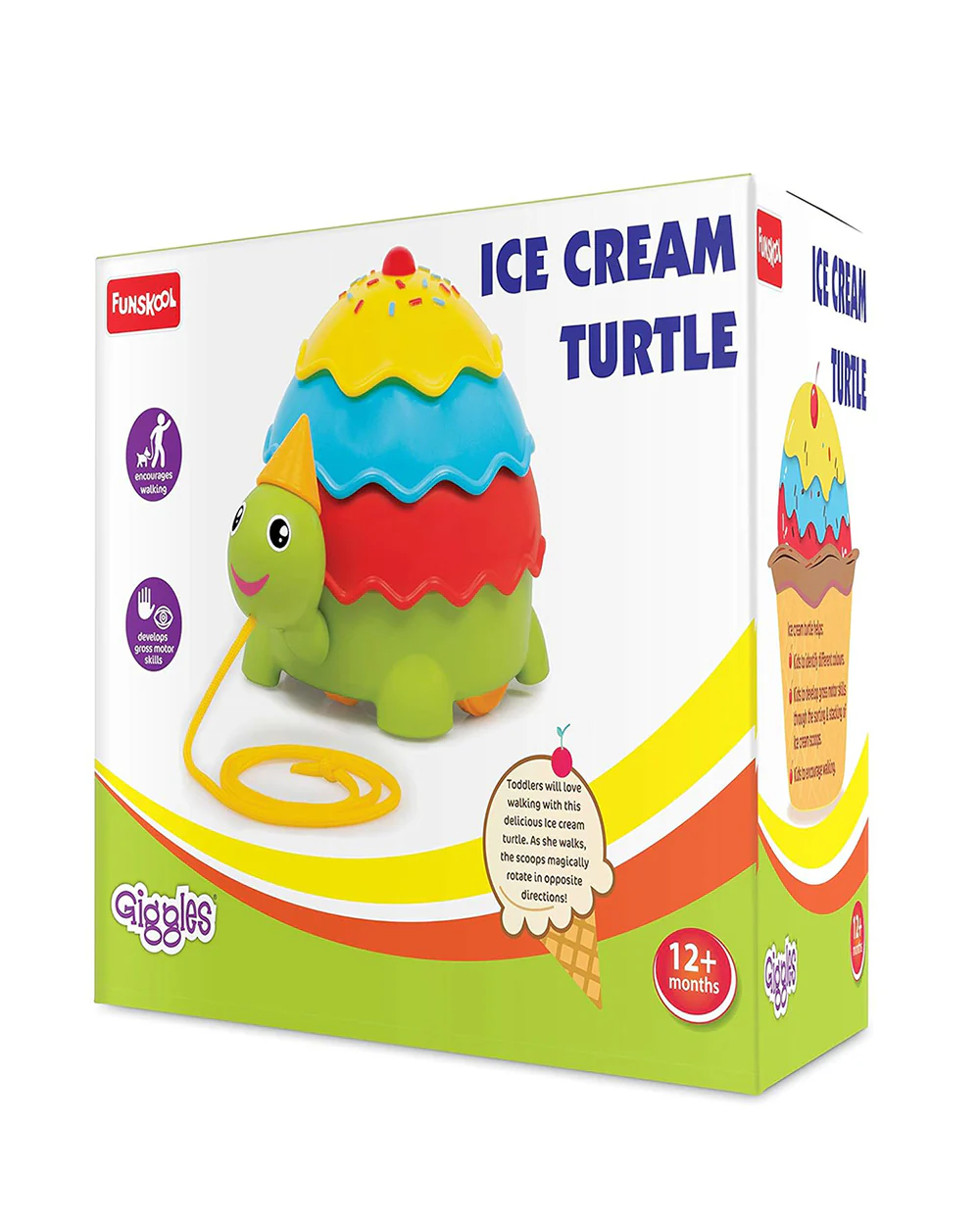 Funskool Giggles Ice Cream Turtle Push & Pull Toy-9M+ - Image 7