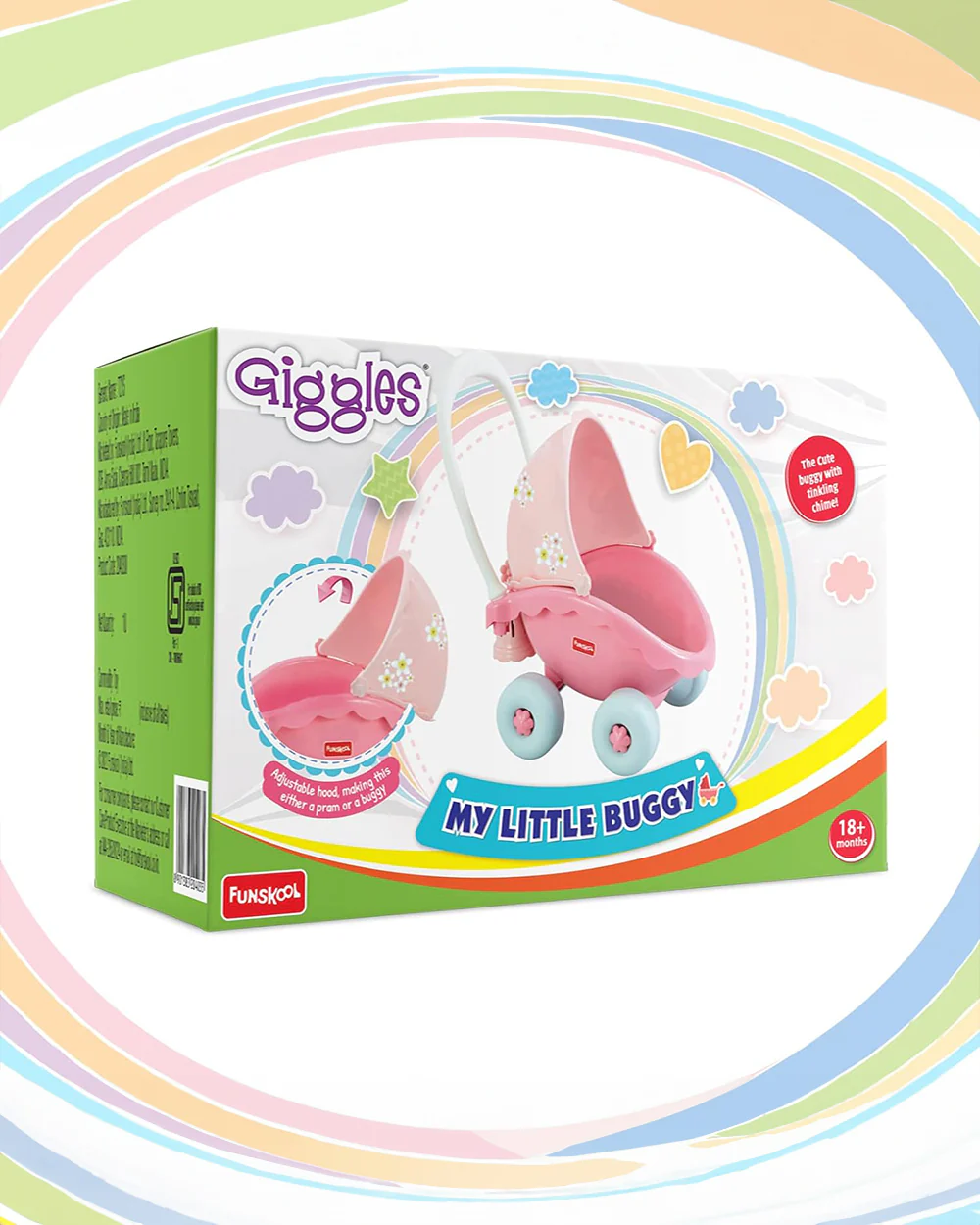 Funskool Giggles My Little Buggy Pink-Enhances Imaginative Role Play-Push & Pull Toy-9M+