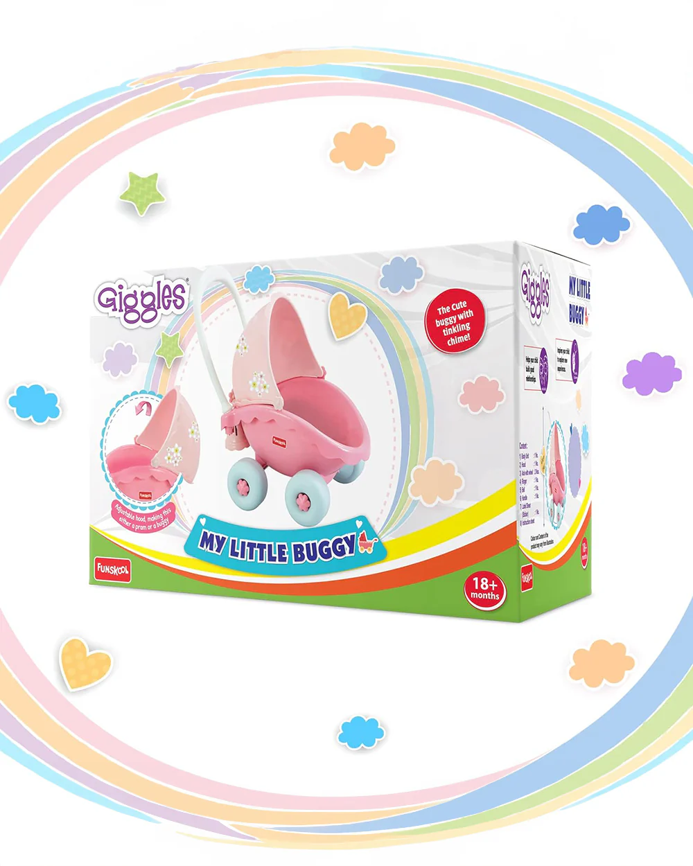 Funskool Giggles My Little Buggy Pink-Enhances Imaginative Role Play-Push & Pull Toy-9M+ - Image 5