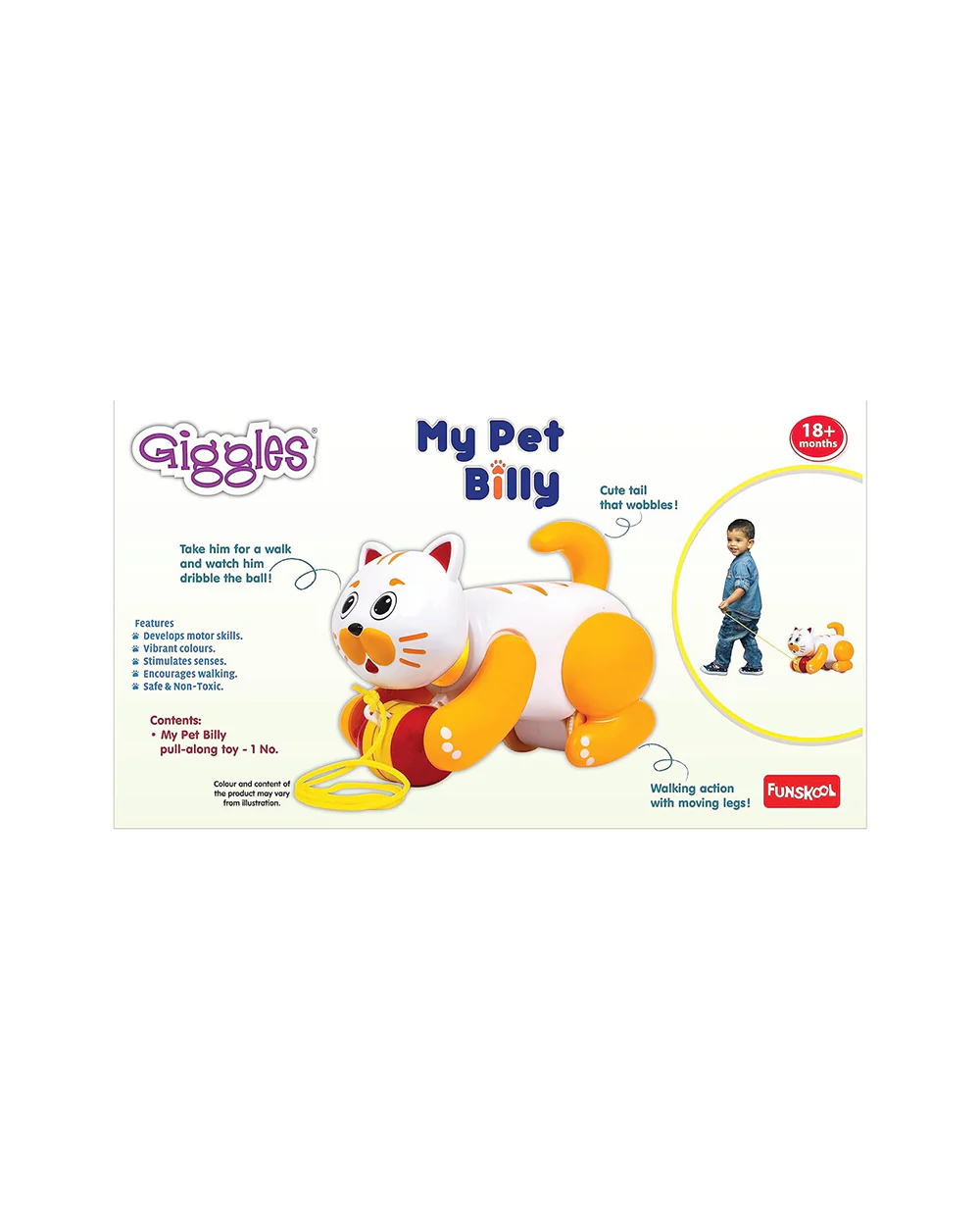 Funskool Giggles My Pet Billy-Wobbling Tail-Encourages Walking-Non Toxic-Push & Pull Toy-9M+ - Image 5