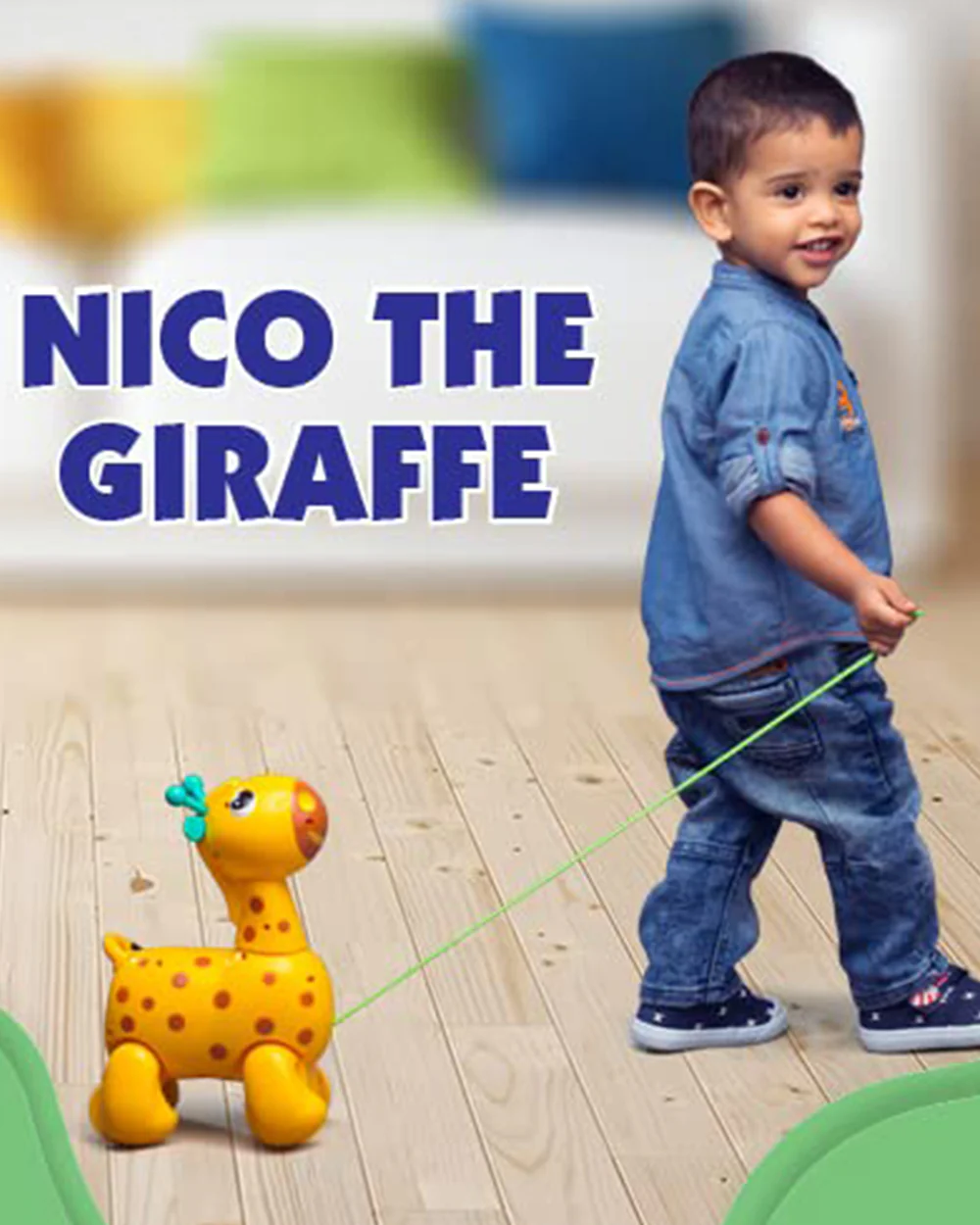 Funskool Giggles Nico The Giraffe-Develops Balance-Encourages Walking-Push & Pull Toy-Yellow-9M+ - Image 6