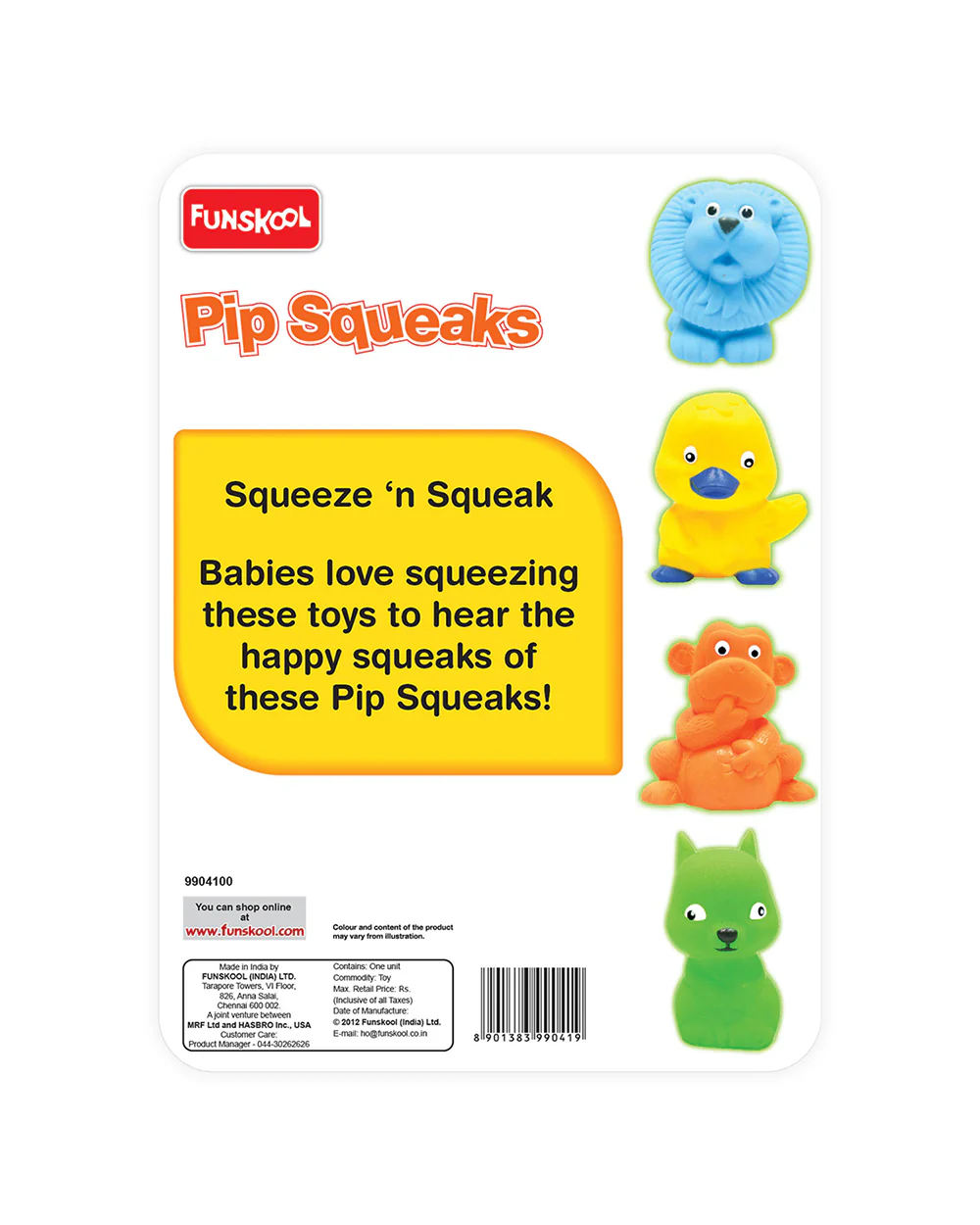 Funskool Giggles Pip Squeak Bath Toy-Natural Squeaking Sound-Pack Of 4-Floating Pool Toys For Infants - Image 6