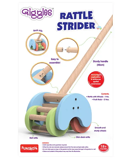 Funskool Giggles Rattle Strider-Sturdy Handles & Smooth Edges-Produce Enchanting Sounds-Wooden Push and Pull Toy-9M+ - Image 5