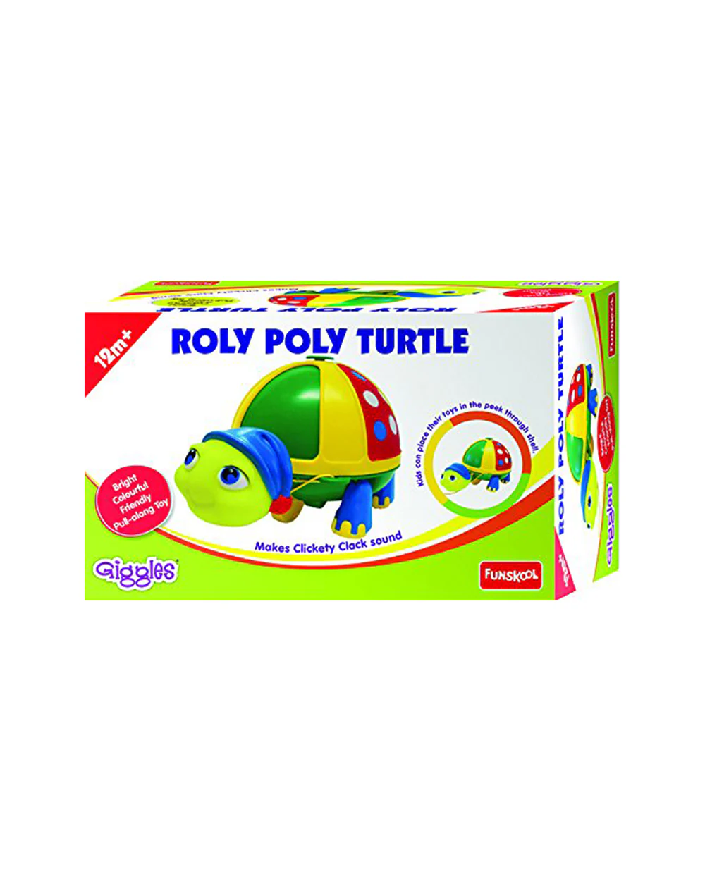 Funskool Giggles Roly Poly Turtle Push & Pull Toy-9M+ - Image 2