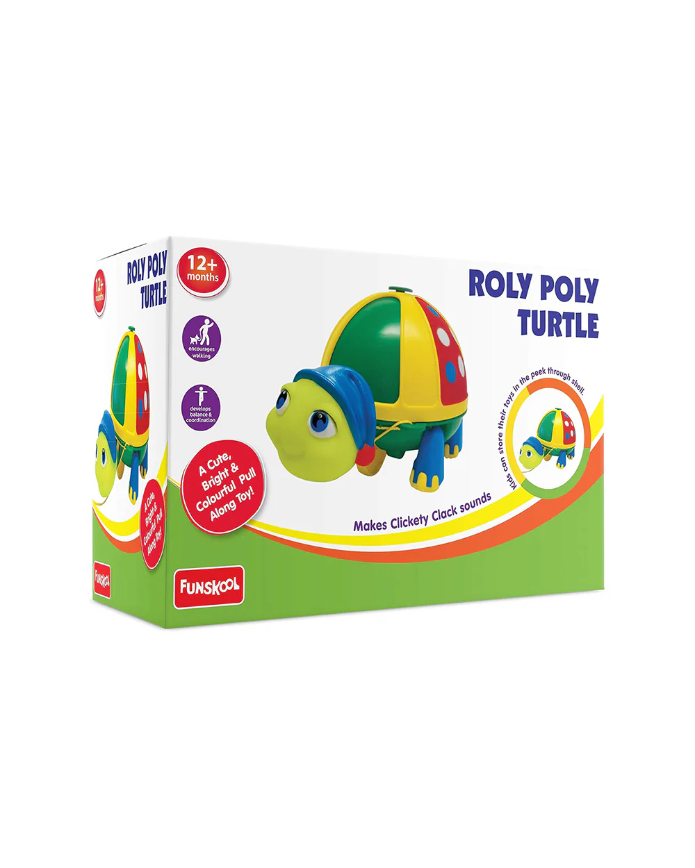 Funskool Giggles Roly Poly Turtle Push & Pull Toy-9M+ - Image 3