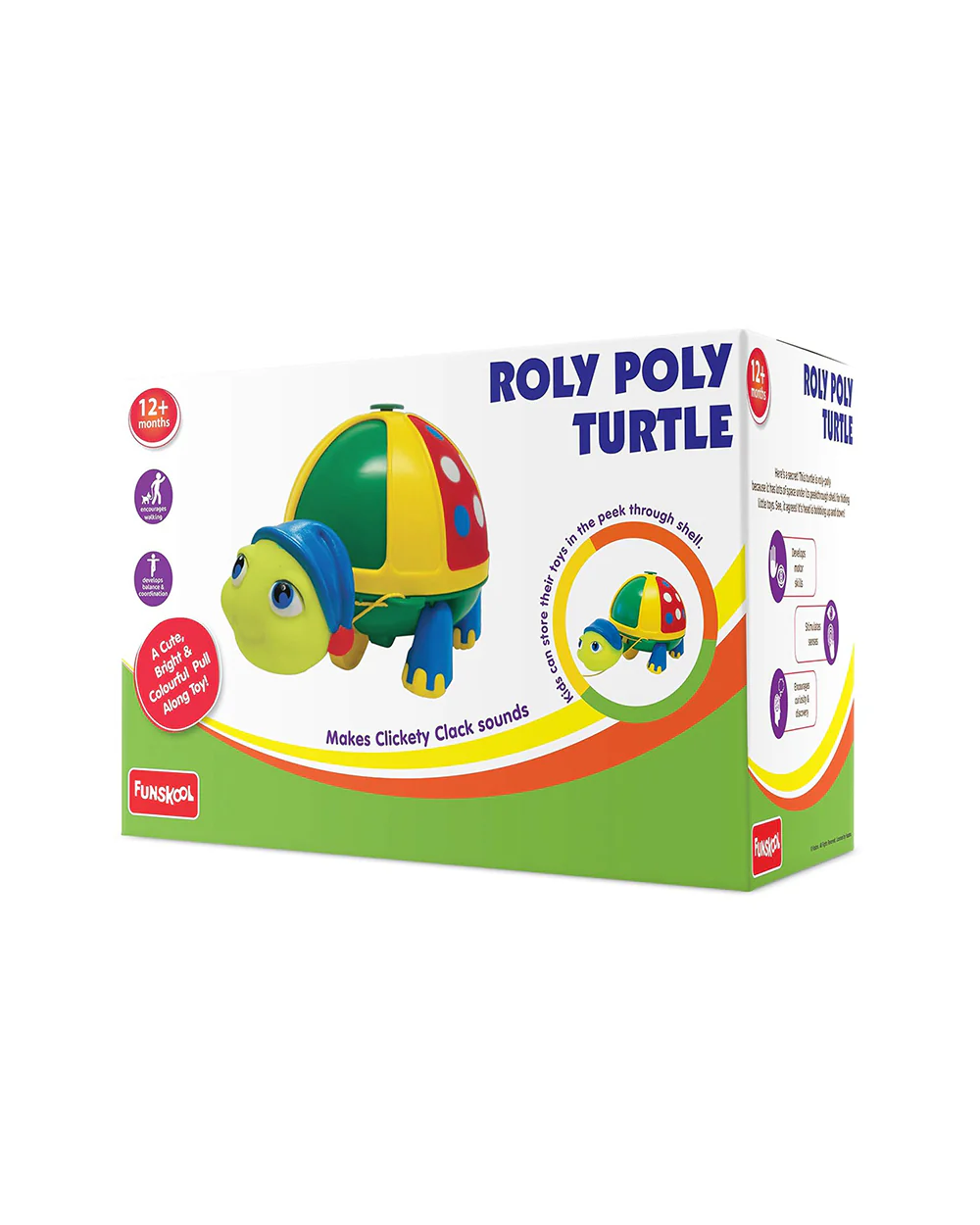 Funskool Giggles Roly Poly Turtle Push & Pull Toy-9M+ - Image 4