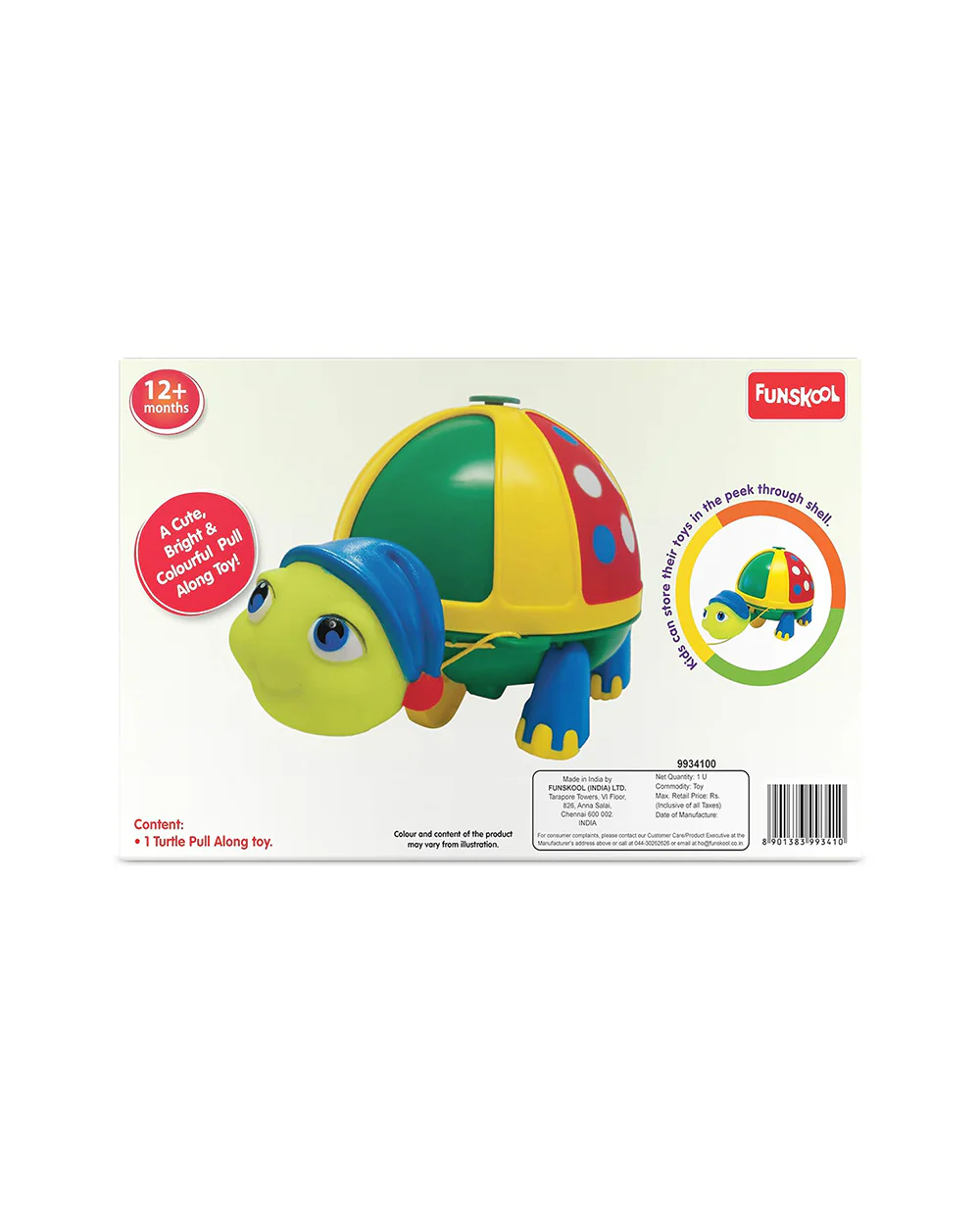 Funskool Giggles Roly Poly Turtle Push & Pull Toy-9M+ - Image 5