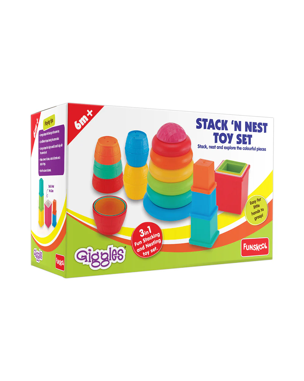 Funskool Giggles Stack N Nest-Shape Sorter & Stacker-Learning & Educational Toys-12M+ - Image 3