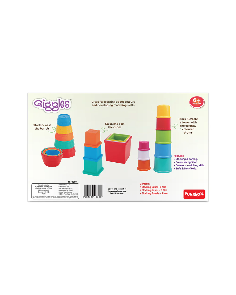 Funskool Giggles Stack N Tumble Gift Set-Shape Sorter & Stacker-Learning & Educational Toys-12M+ - Image 5