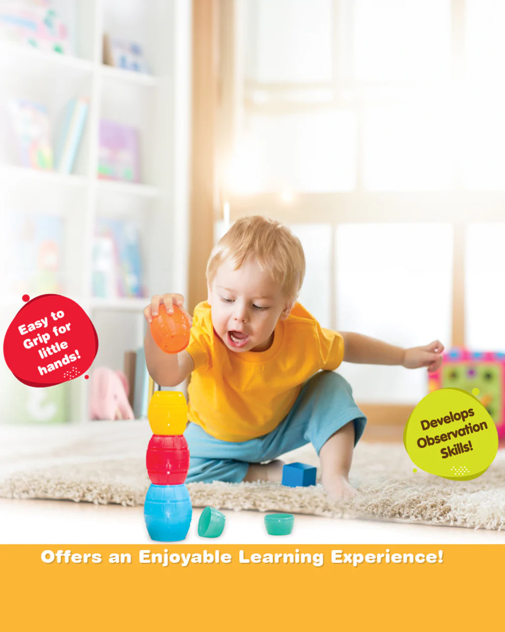Funskool Giggles Stacking Barrels-Shape Sorter & Stacker-Learning & Educational Toys-12M+ - Image 10
